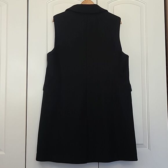 Sam Edelman Double-Breasted Longline Vest Coat Black Size 16 - Picture 4 of 16